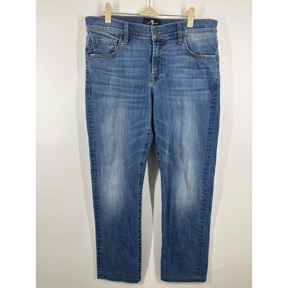 7 For All Mankind Other - 7 For All Mankind Mens Straight Leg Jeans Medium Wash Denim Size 33